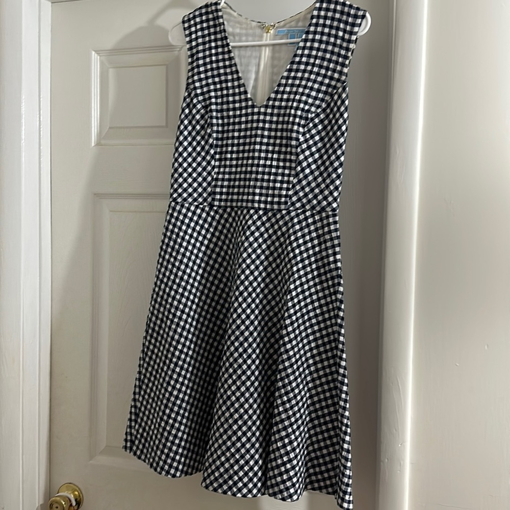 Draper James Black and White Gingham Fit-and-Flare Dress